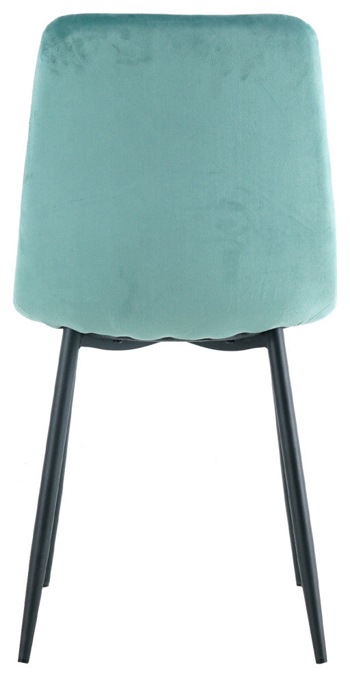 15 in.W Indoor Dining Velvet 4-Chair with Cushions and Metal Legs, Antique Blue Green