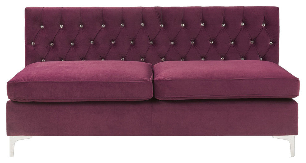Modular Armless Sofa, Burgundy Velvet