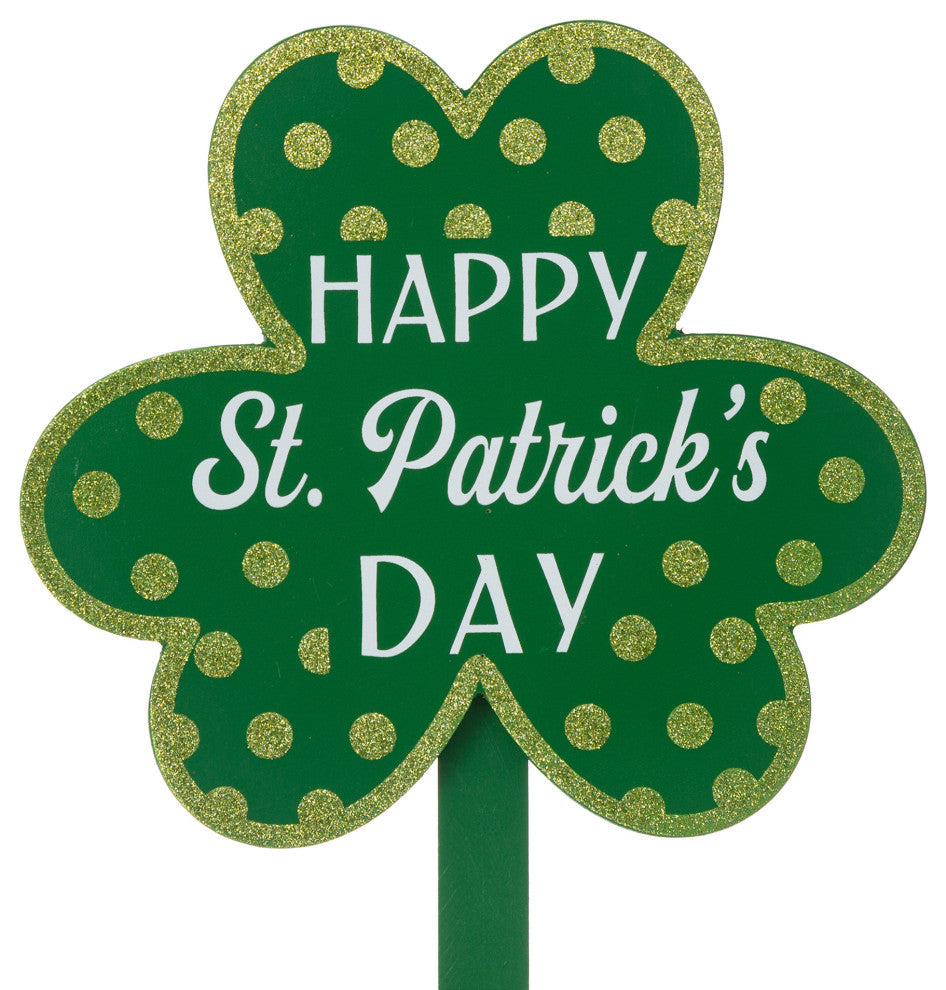 15" Wooden St. Patrick's Shamrocks Yard Stake, 3-Piece Set