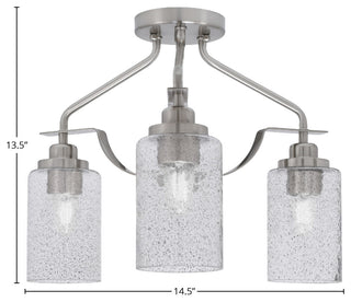 Odyssey 3 Light Semi Flush Mount, Brushed Nickel Finish, 4" Smoke Bubble Glass