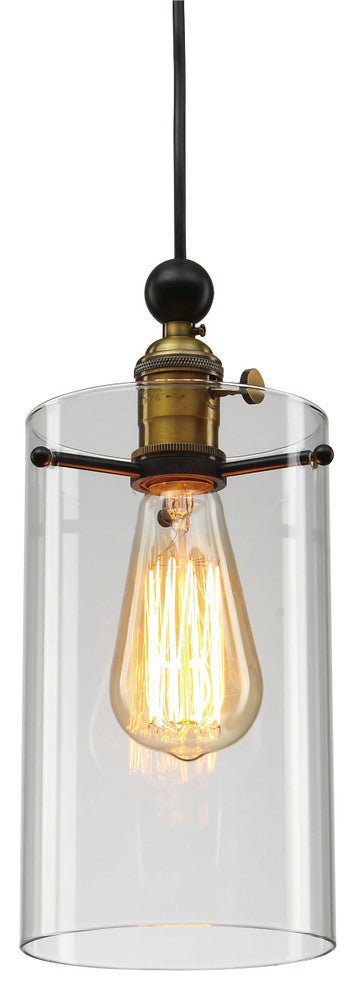 Black, Brass Frame, Clear Glass Shade