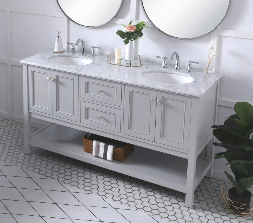 Home Living 60" Double Sink Bathroom Vanity Set, Gray
