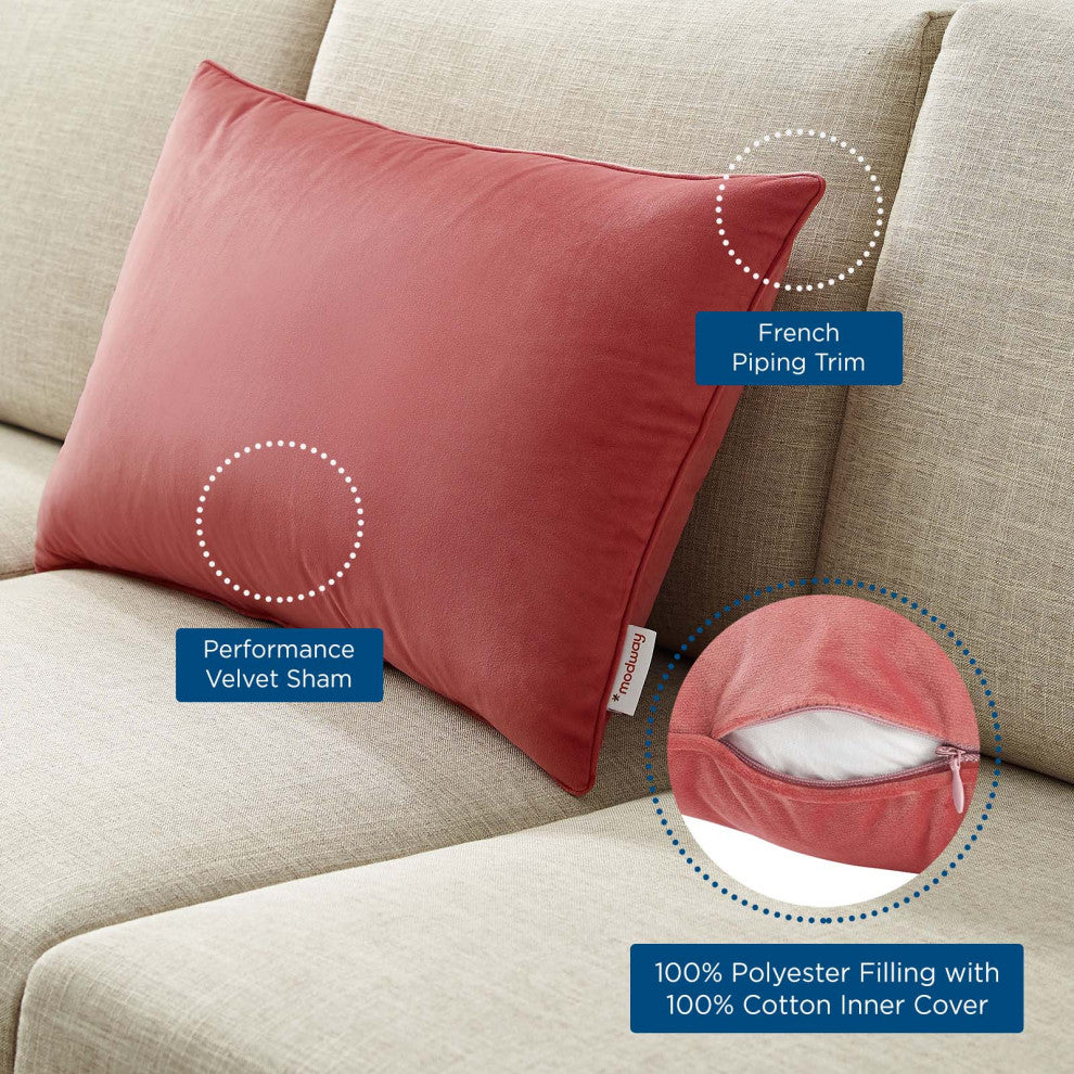 Accent Throw Pillow, Velvet, Pink, Modern, Living Lounge Hotel Lobby Hospitality