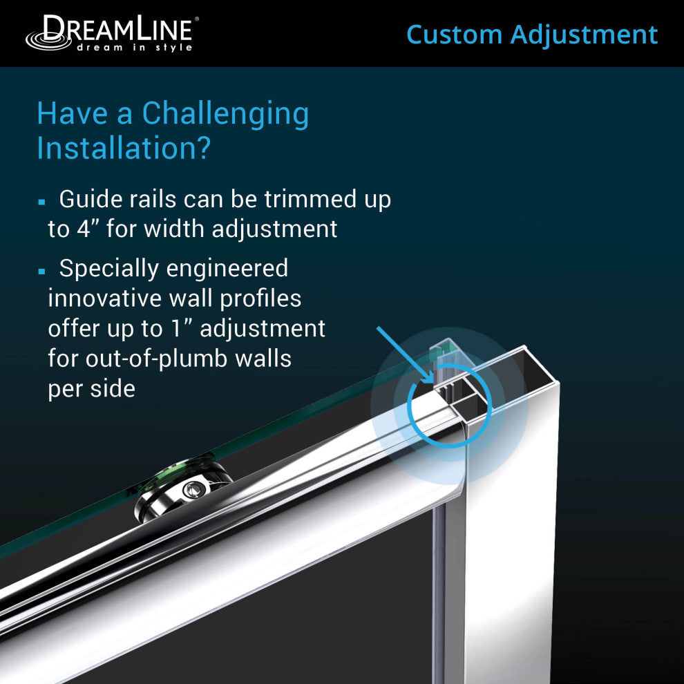 DreamLine Infinity-Z Frameless Sliding Shower Door, Frosted Glass, 56"-60"