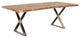 Benzara BM286396 Dining Table, Wood Top and Crossed Legs, Brown, Chrome