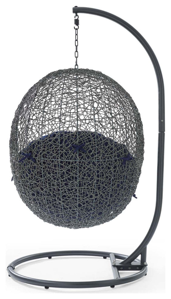 Swing Lounge Chair, Sunbrella, Gray Blue Navy, Modern, Outdoor Patio Cafe