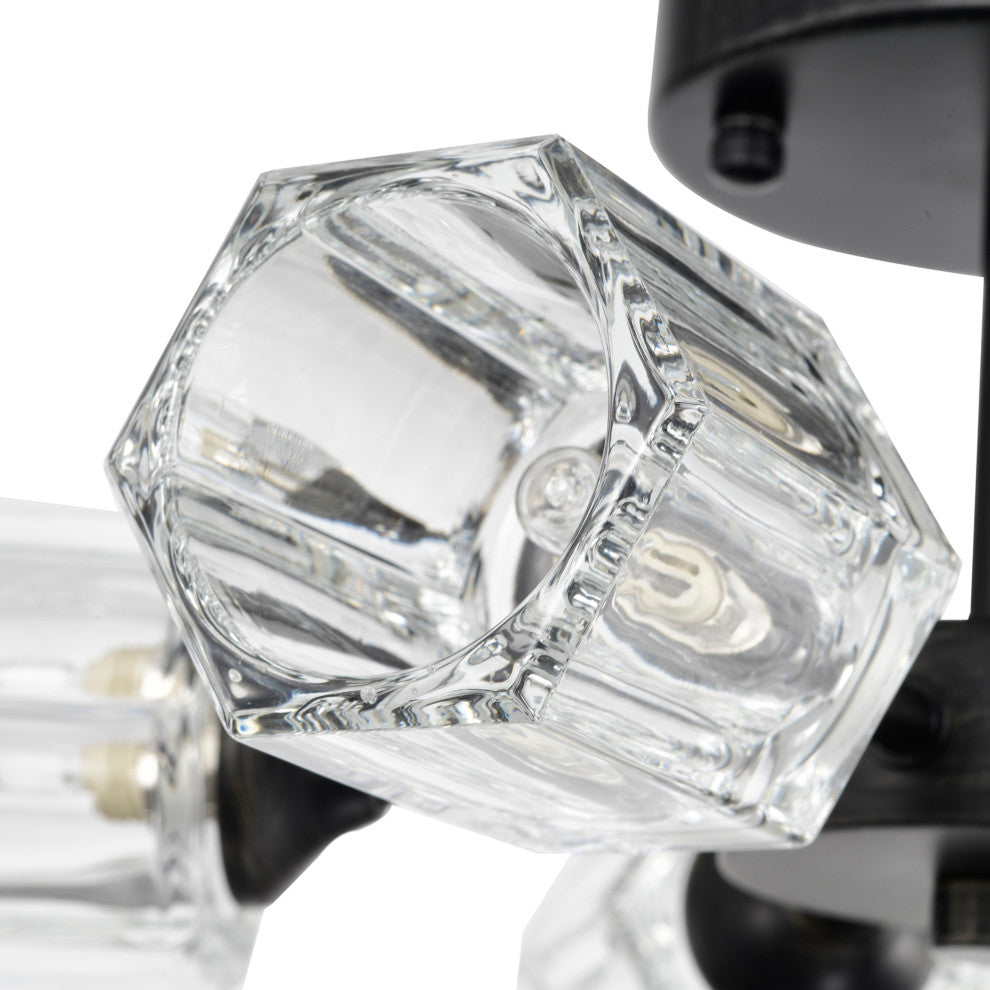 Ruby 5-Light Clear Glass Shades Flush Mount, Antique Black Finish