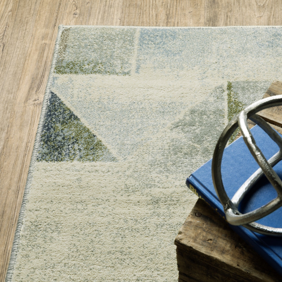 Bastian Contemporary Geometric Blue/ Green Indoor Area Rug, Blue, 5'3"x7'3"