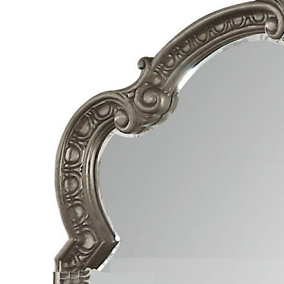 Benzara BM232986 Wooden Carved Wall Mirror With Scrolled Framework. Gold