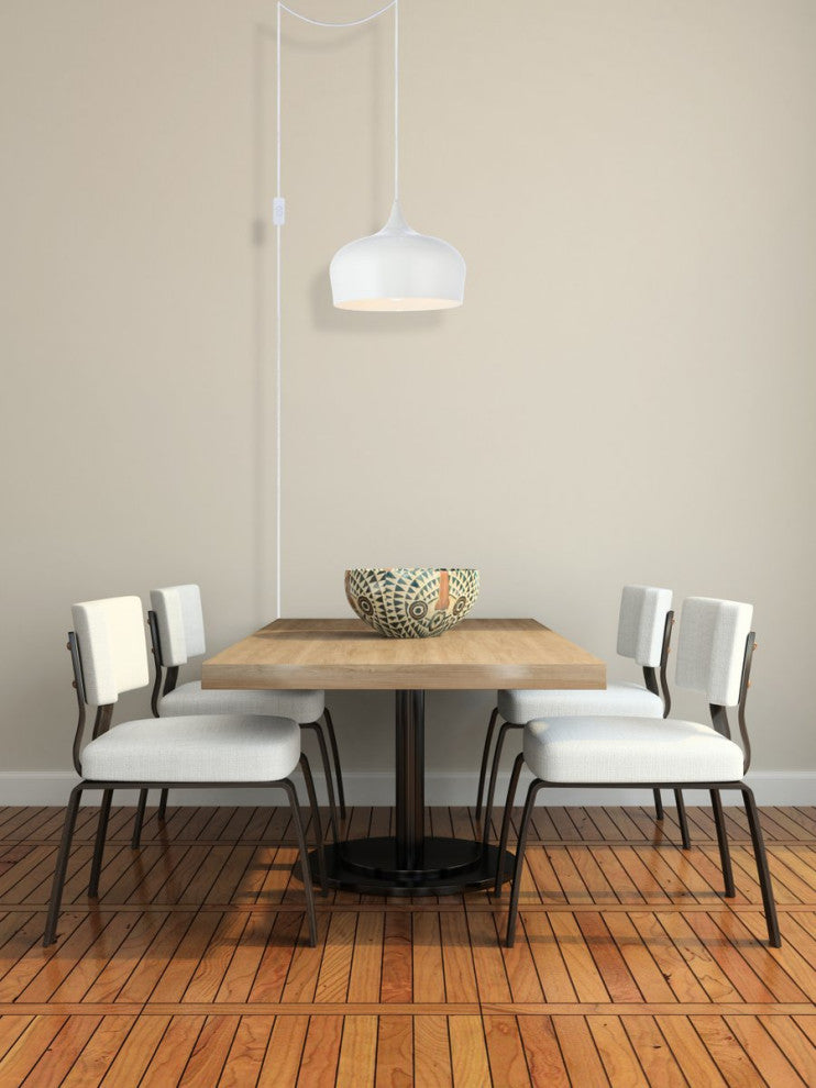 Nina 1-Light White Plug-In Pendant