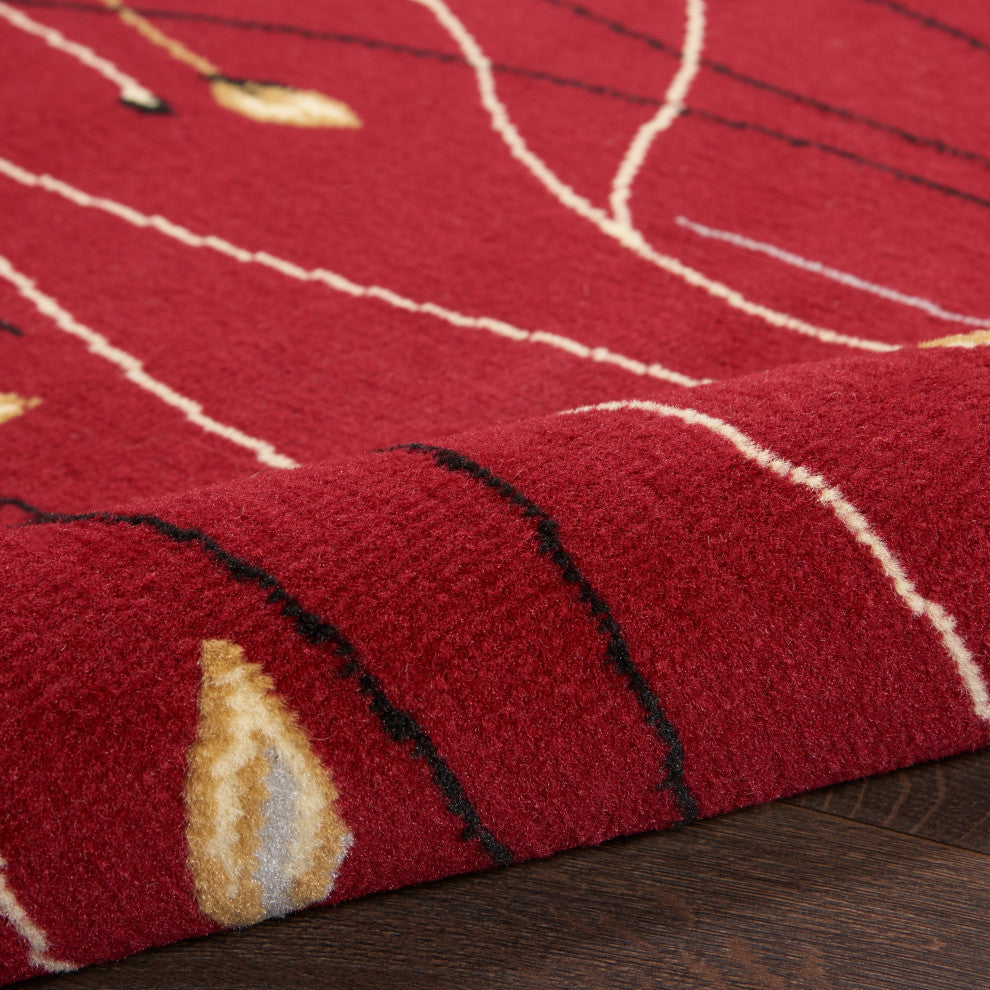 Nourison Grafix 8' x Round Red Contemporary Indoor Area Rug