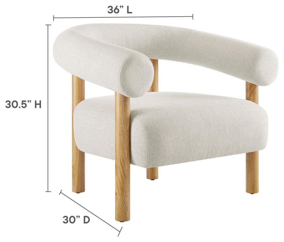 Sable Upholstered Fabric Armchair - Ivory Natural