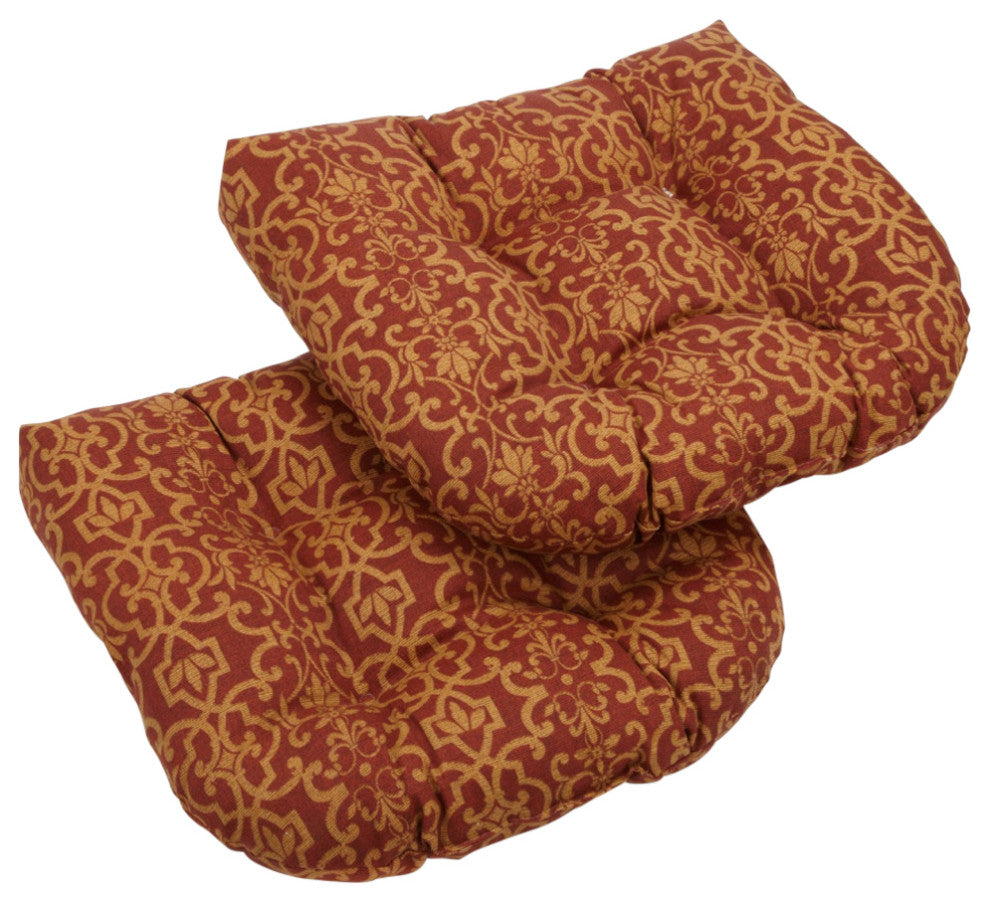 19" U-Shaped Outdoor Tufted Dining Chair Cushion, Set of 2, Vanya Papprika