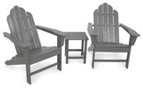 Polywood Long Island Adirondack 3-Piece Set, Slate Gray