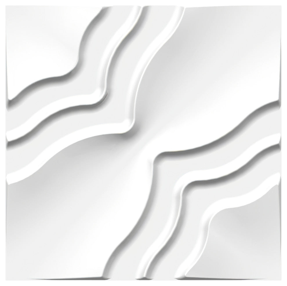 White Abstract 3D Wall Panels, Set of 10, Covers 26.9 Sq Ft