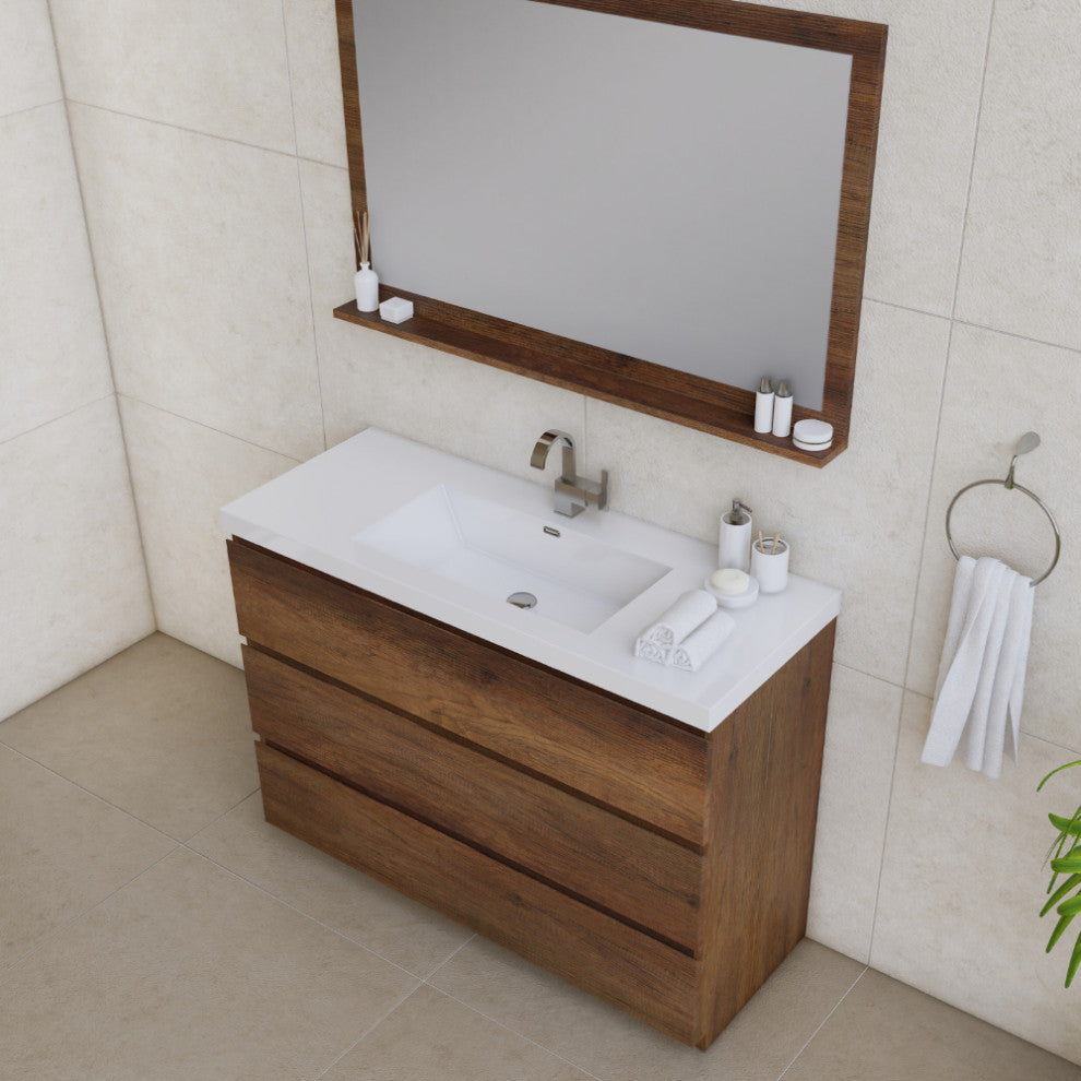 Paterno 60" Double Bathroom Vanity With Sink, Rosewood