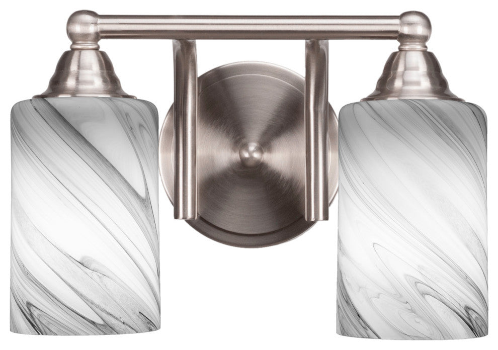 Paramount 2-Light Bath Bar, Brushed Nickel, 4" Onyx Swirl Glass
