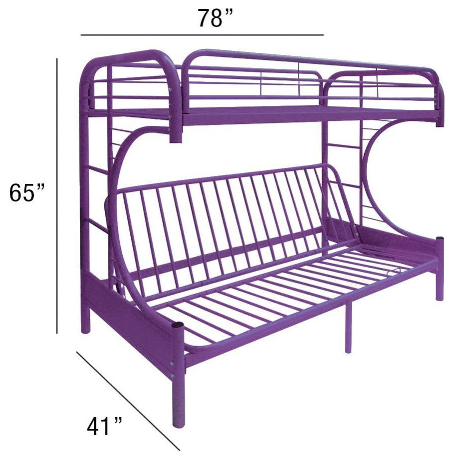 Cameron Multi-Function Futon/Bunk Bed, Purple, Twin/Full/Futon