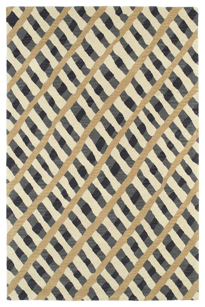 Kaleen Hand-Tufted Pastiche Gray Wool Rug, Gray, 8''x10''