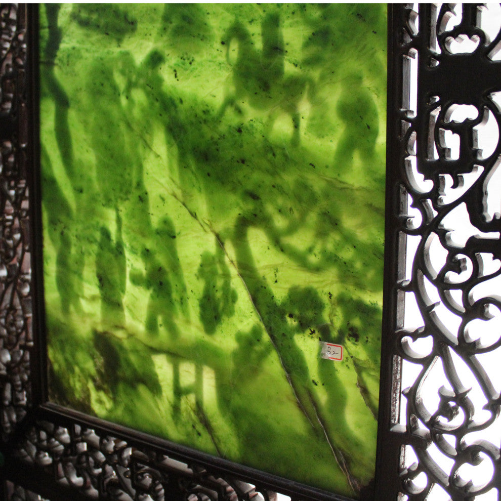 Spinach Green Stone Scenery Carving Table Top Wall Panel Display Hcs5090