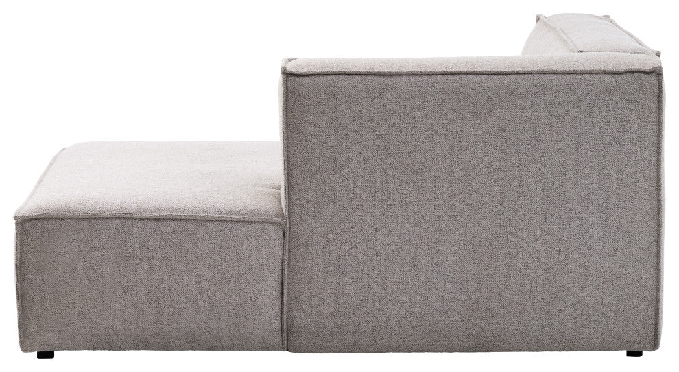 Burt Square Arm Modular Chaise Lounge, Taupe Boucle, Right End