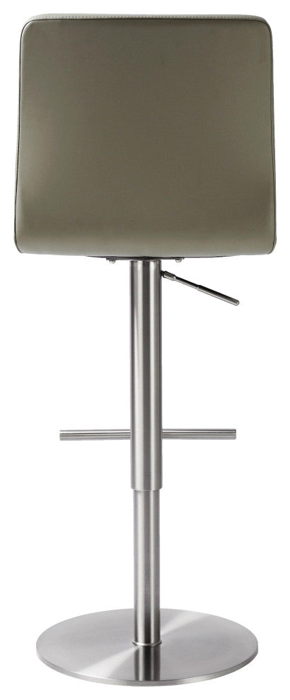 Paddy Light Gray Vegan Leather on Silver Adjustable Stool