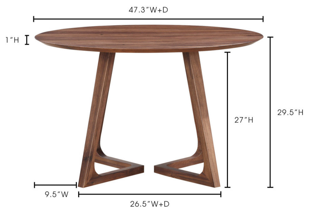 Godenza Dining Table Round, Walnut