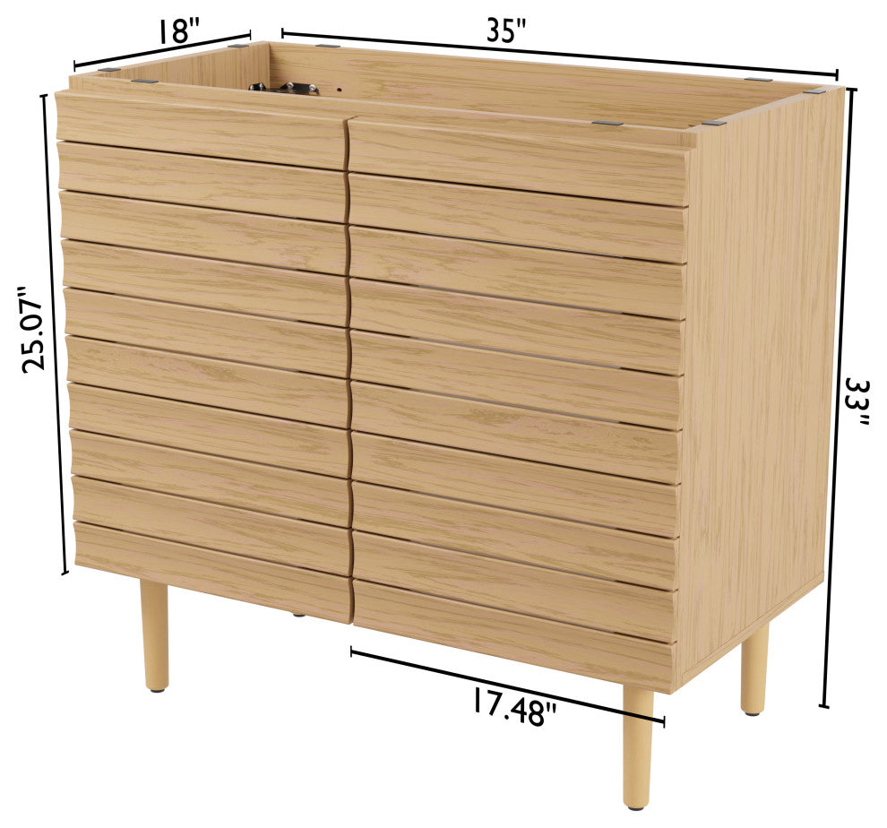 36" Modern Farmhouse 2-Shelf Bath Vanity Cabinet Only (Sink Basin not Included)