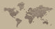 1-World Text Map Wall Mural, Tan Mono, 3 panel, 124"x67"