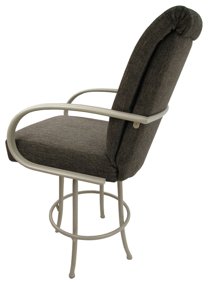 Swivel Counter Bar Stool Metal Frame 26", Sanora Brown, Beige Frame