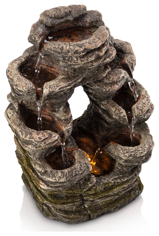 Alpine Stone Look Oval Shaped Fountain, 14" Tall