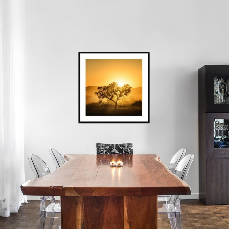 "Golden Sunrise" Framed Digital Print by Piet Flour, 38"x38"