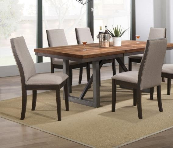 Spring Creek Espresso Brown Finish Dining Side Chairs with gray Fabric, Set of 2