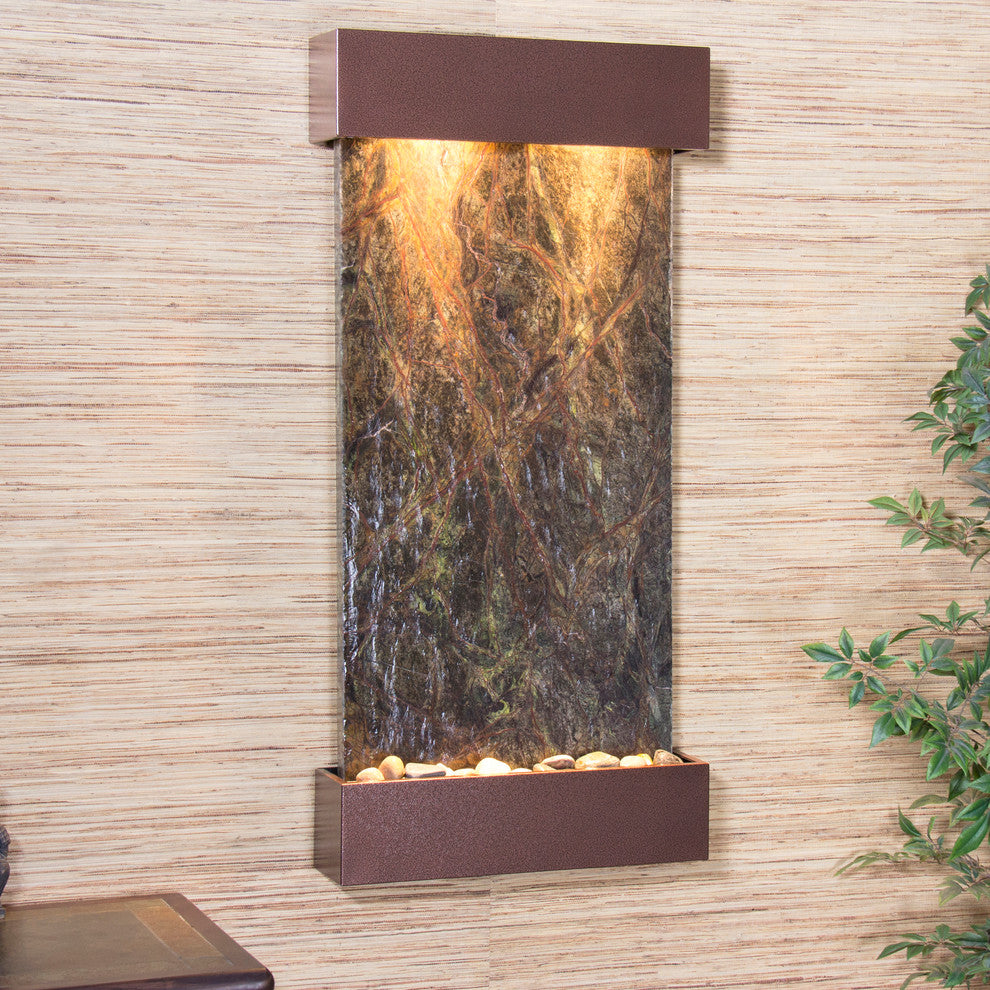 Whispering Creek Water Feature, Green Marble, Copper Vein