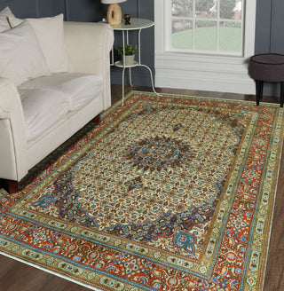 Fine Vintage Distressed Colby Ivory/Red Rug, 6'6x9'8