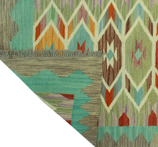 Sangat Kilim Barrah Light Green/Gray Runner, 2'9x9'7