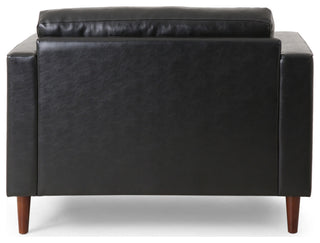 Vernon Contemporary Tufted Club Chair, Midnight + Espresso