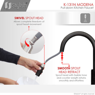 STYLISH Single Handle Pull Down Matte Black Kitchen Faucet