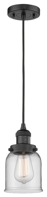 1-Light Small Bell 5" Pendant, Matte Black, Glass: Clear