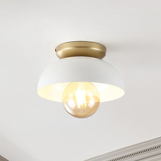 Paulina 8.5" 1-Light Iron LED Flush Mount, White/Gold Painting