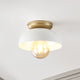 Paulina 8.5" 1-Light Iron LED Flush Mount, White/Gold Painting