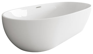 Aaron 77" Soaking Bathtub, Glossy White With Brushed Nickel Trim