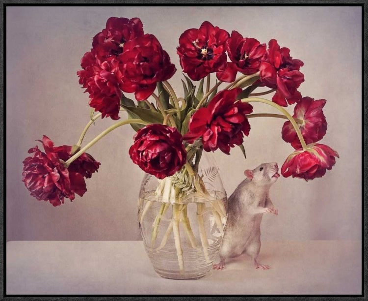 "Still Life With Tulips" Framed Canvas Giclee by Ellen Van Deelen, 23x19"