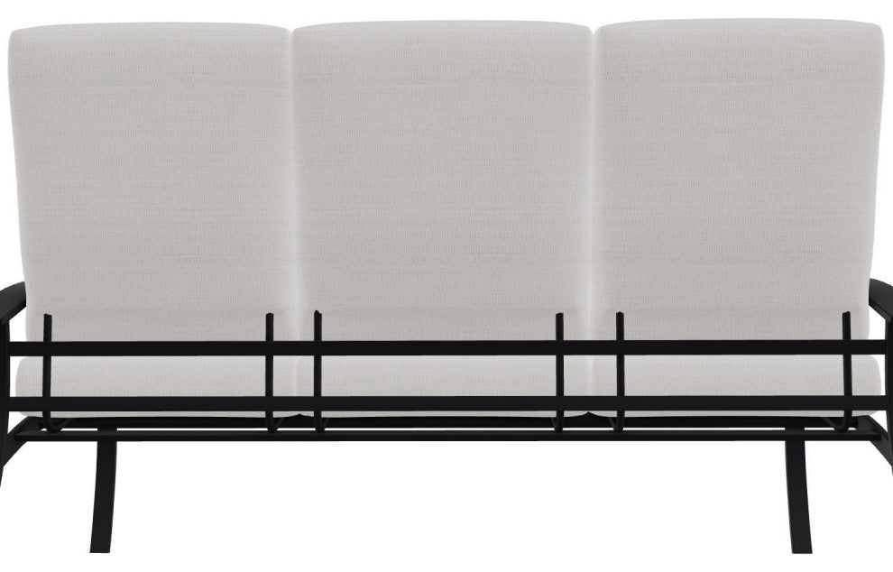 Belle Isle Cushion 3-Seat Outdoor Sofa, Tabloid Cloud/Black