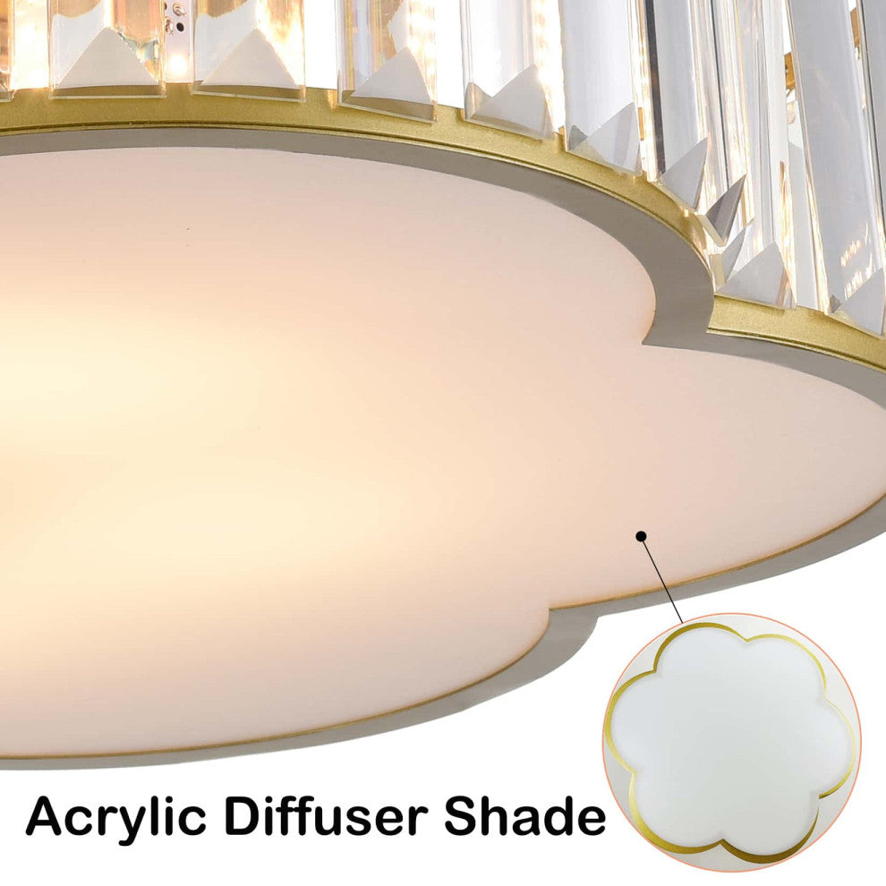 Modern Crystal Ceiling Light Fixture Gold, 5-Light