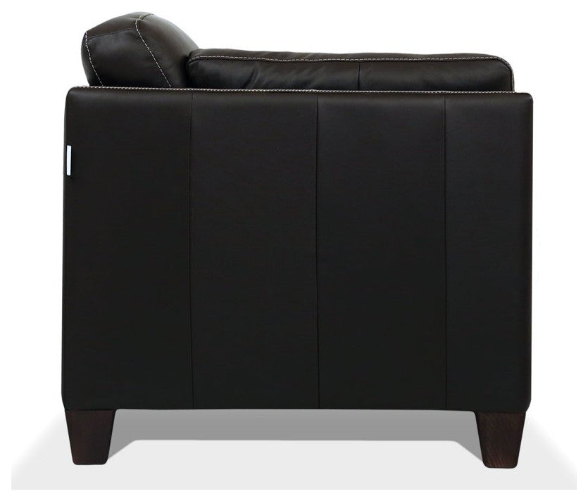 Comfortable Sofa, Genuine Leather Upholstered Seat With Sloped Arms, Chocolate
