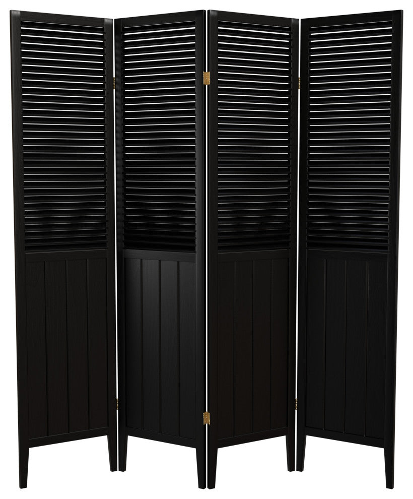 6' Tall Beadboard Divider, Black, 4 Panels