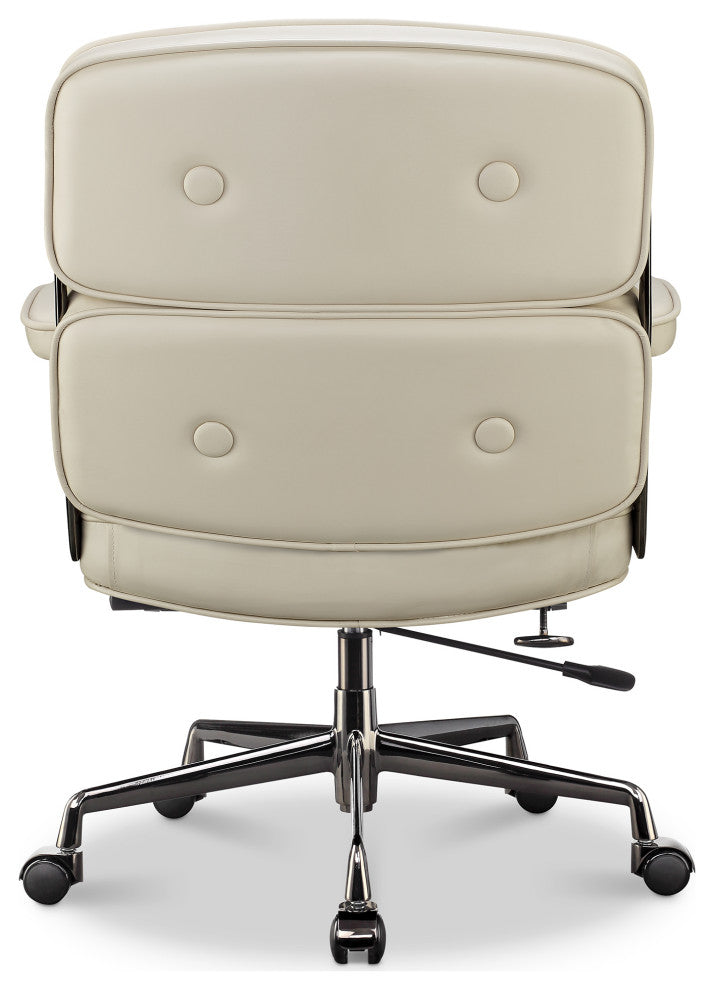 Lobby Mid Back Computer Office Desk Chair, Black Chrome&white