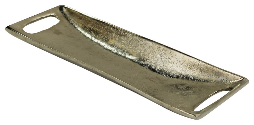 Petite Burnished Silver Metal Boat Shaped Tray