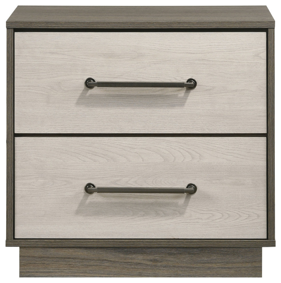Fenwick 2-drawer Nightstand Bedside Table Grey Oak